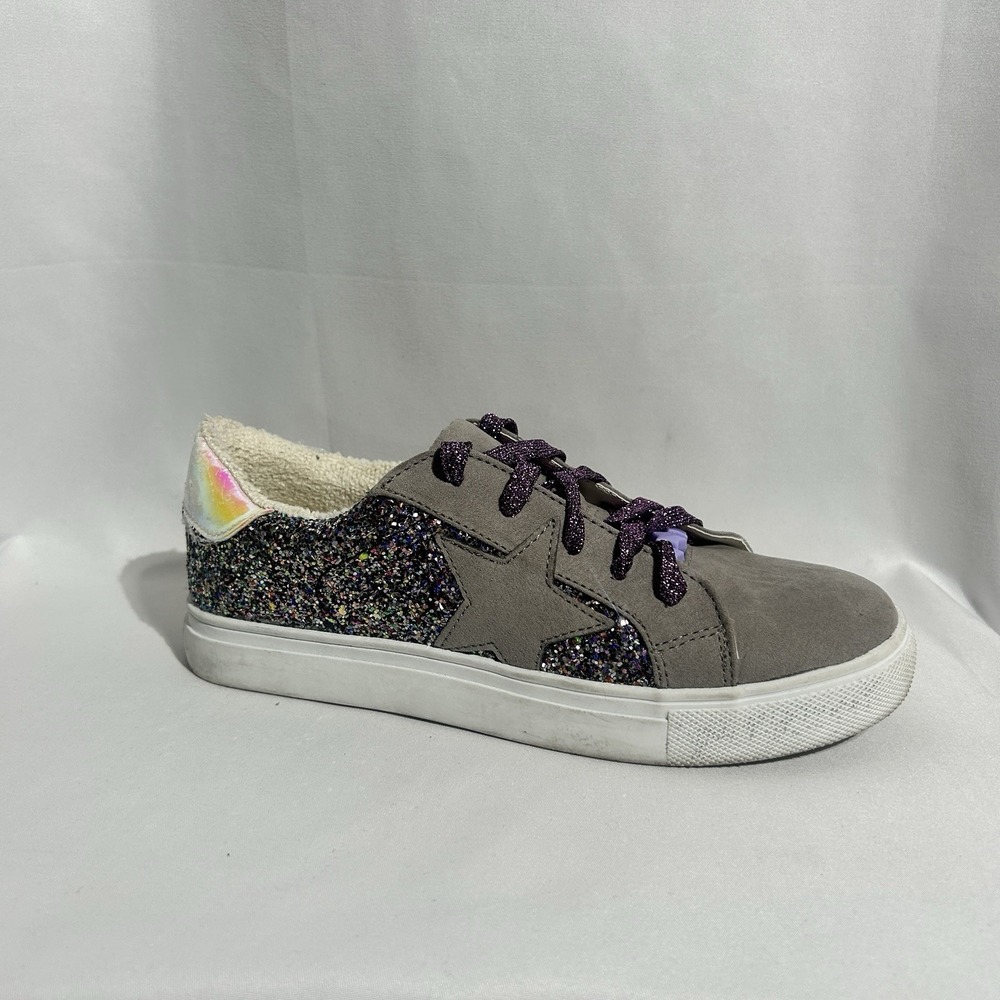 Steve Madden Big Kids Sz 4 or Women's Sz 6 Rezume Purple Glitter Star Sneakers